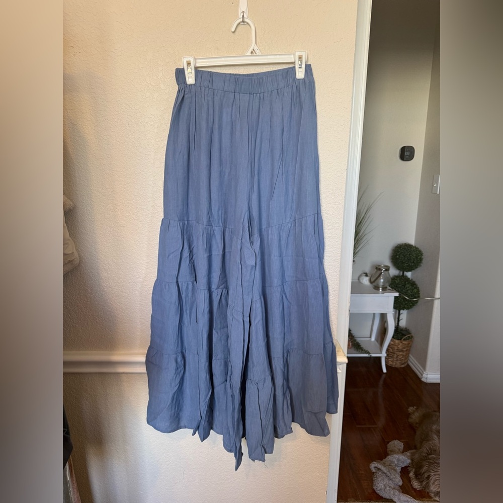 CHICWISH SUNNY DAYS WIDE-LEG PANTS IN NAVY M/L - Picture 15 of 16